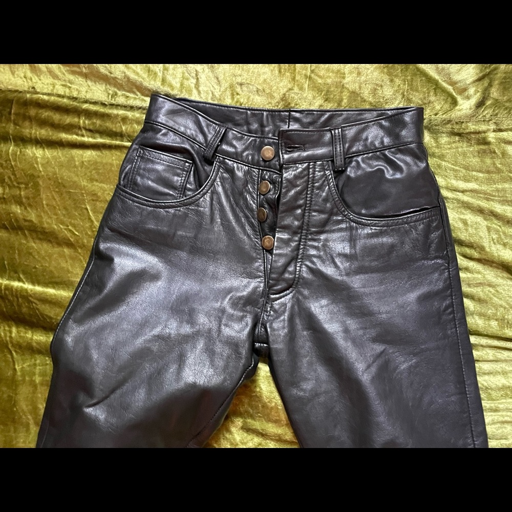Button up leather pants